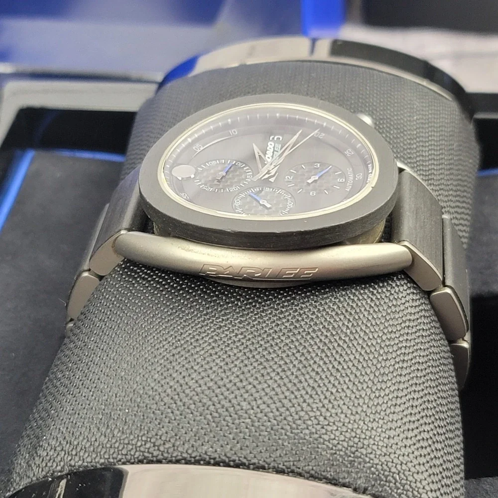 Movado Parlee Auto/Chronograph 16/75 Blue Limited Edition Watch $8500 MSRP